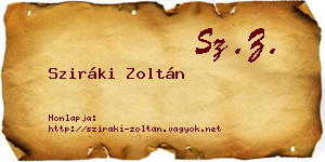 Sziráki Zoltán névjegykártya